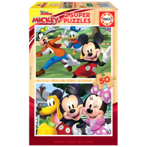 Puzzle 2 x 50 el. Myszka Miki i przyjaciele (drewno)