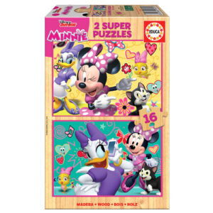 Puzzle 2 x 16 el. Myszka Minnie & Daisy (drewno)