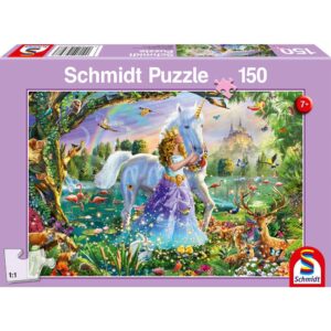 Puzzle 150 el. Księżniczka, jednorożec, zamek