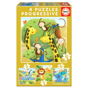 Puzzle 12 el. + 16 el. + 20 el. + 25 el. Dzikie zwierzęta