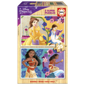 Puzzle 2 x 25 el. Piękna i Bestia & Vaiana (drewno)