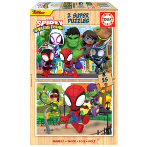 Puzzle 2 x 25 el. Spidey i Super-Kumple (drewno)