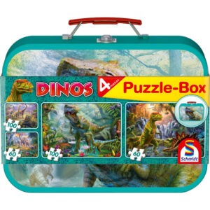 Puzzle 2 x 60 + 2 x 100 WALIZKA Dinozaury