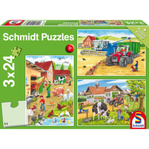 Puzzle 3 x 24 el. Praca na wsi