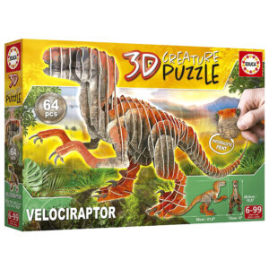 Puzzle 3D Dinozaury - Welociraptor 64 el.