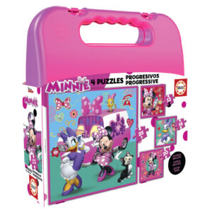 Puzzle 12 el. + 16 el. + 20 el. + 25 el. Myszka Minnie & Daisy (walizka)