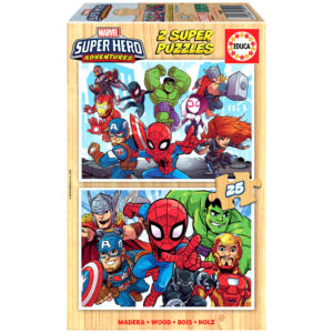 Puzzle 2 x 25 el. Marvel Super Hero Adventures (drewniane)