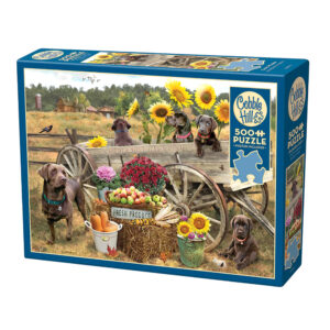 Puzzle 500 el. Labradory z wozu, koniom lżej