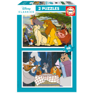 Puzzle 2 x 48 el. Król Lew & Zakochany kundel