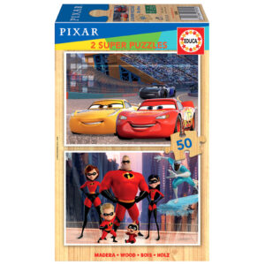 Puzzle 2 x 50 el. Auta & Iniemamocni (drewno)