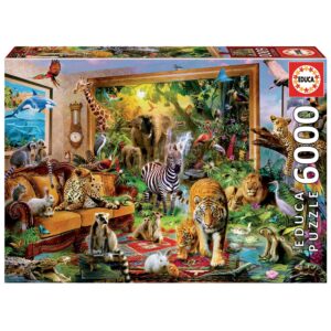 Puzzle 6000 el. Zwierzęta w salonie